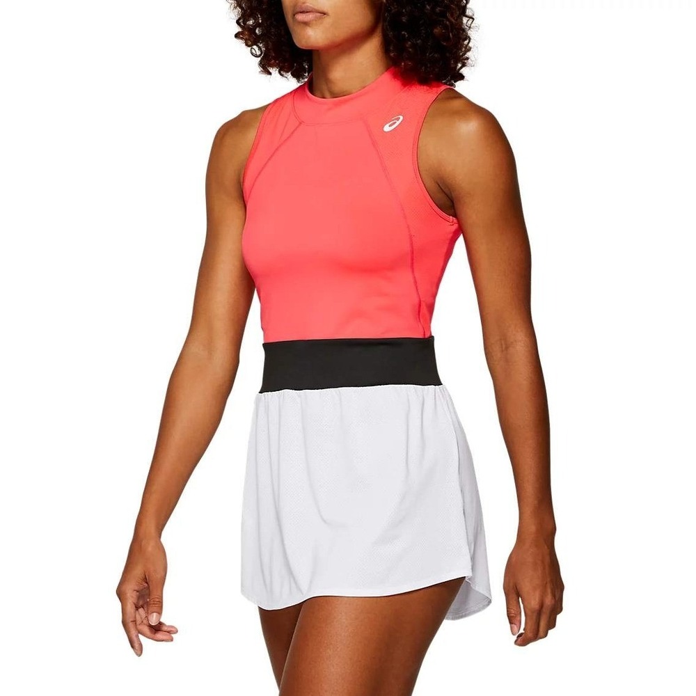 Asics Womens Colorblock Tennis Dress Pink Black White Size L